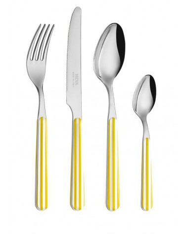 Set 24-teiliges provenzalisches Besteck - Gelber Streifen - 