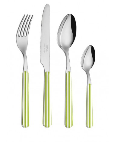 Set 24 Pezzi Posate Provenzali - Strip Verde - 