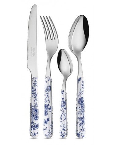 24 Pieces Shabby Chic Cutlery Set - China Roses Blue -  - 8053800187978