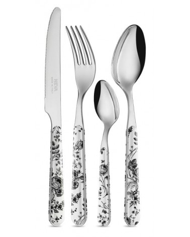 24 Pieces Shabby Chic Cutlery Set - China Roses Black -  - 8053800188067