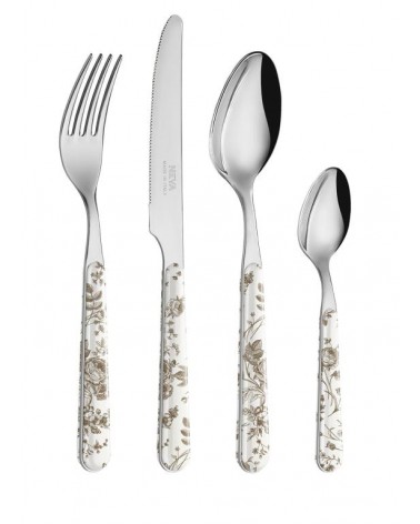 24 Pieces Shabby Chic Cutlery Set - Taupe China Roses -  - 8053800188333