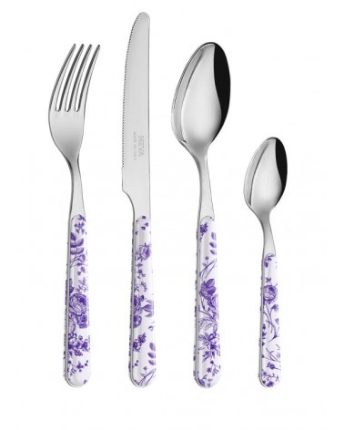 24 Pieces Shabby Chic Cutlery Set - China Roses Lilac -  - 8053800188241