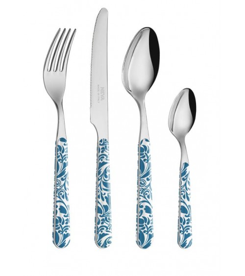 Posate Vintage blu posate in acciaio inox cena coltello forchetta