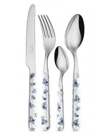 24 件套普罗旺斯餐具 - 蓝玫瑰 -