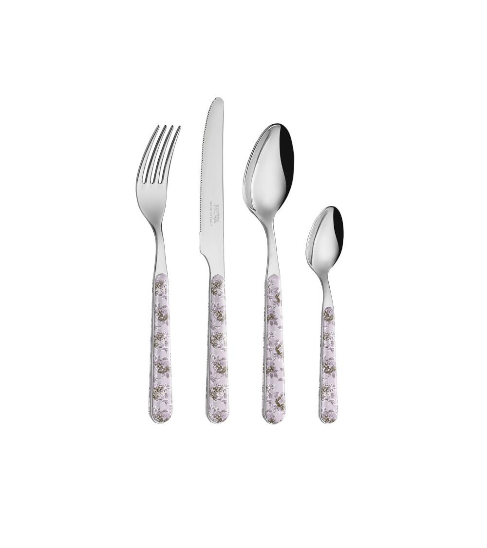 24 件套普罗旺斯餐具 - 粉色复古玫瑰 -