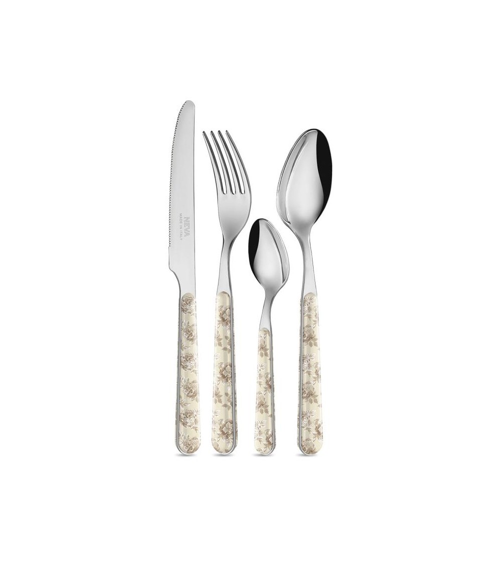 Set 24 Pieces Provencal Cutlery - Retro Ivory Rose -  - 8053800189958