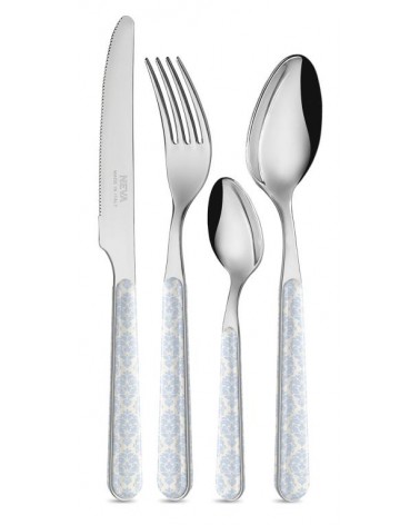 24-Piece Shabby Chic Cutlery Set - Ivory Blue Damask -  - 8053800187701