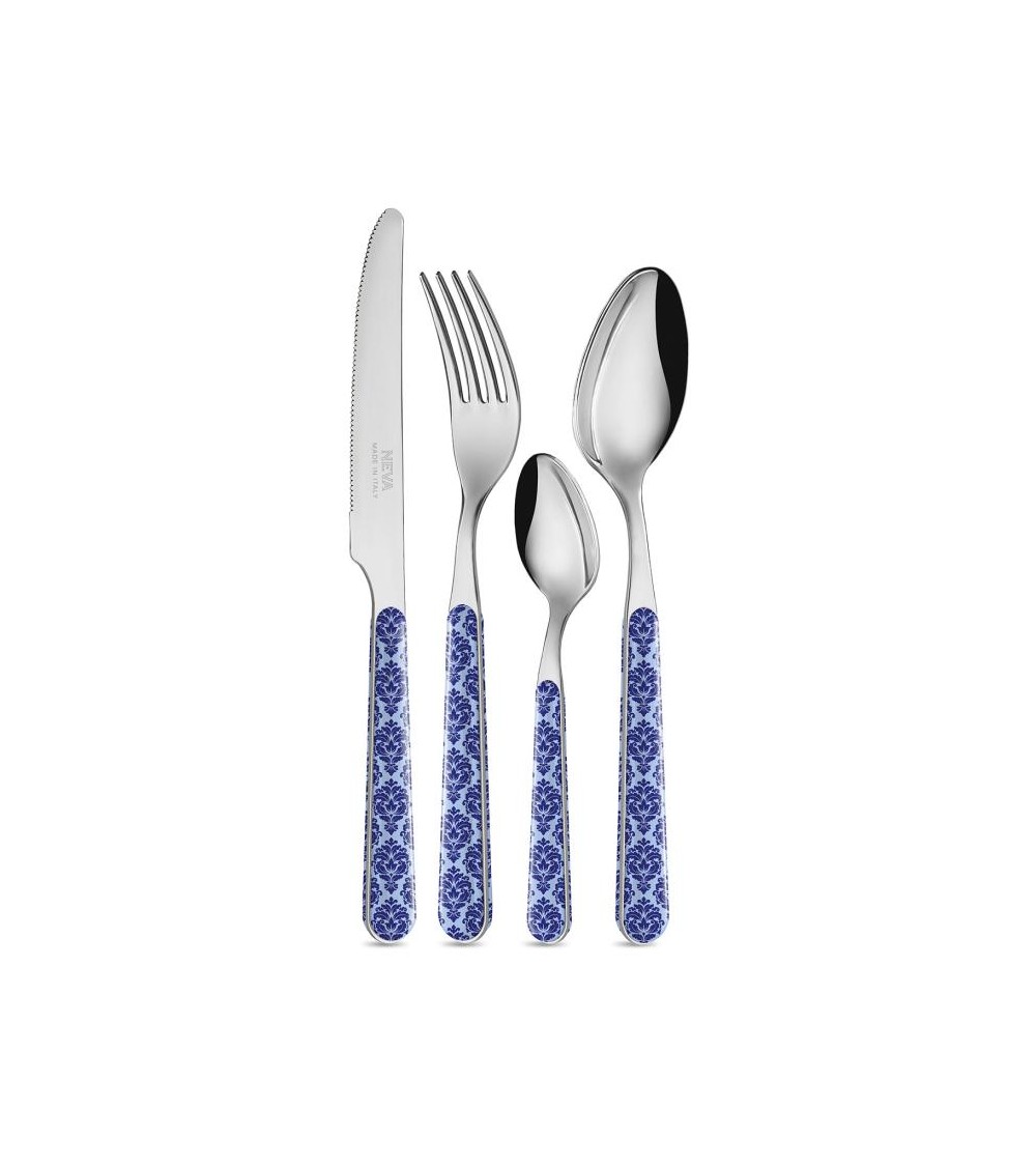 24-Piece Shabby Chic Cutlery Set - Blue Damask -  - 8053800187886