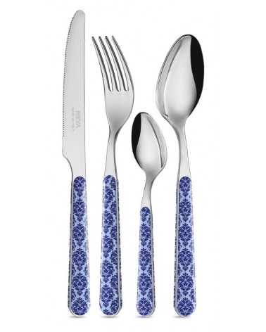 24-Piece Shabby Chic Cutlery Set - Blue Damask -  - 8053800187886