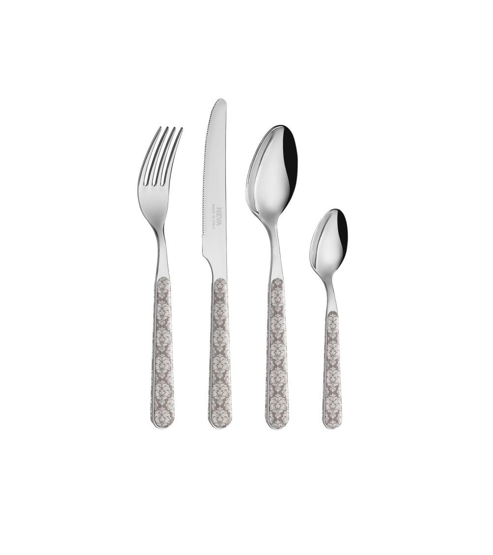 24 件套破旧别致餐具套装 - 浅灰色锦缎 -