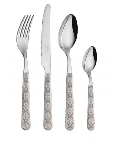 24 件套破旧别致餐具套装 - 浅灰色锦缎 -