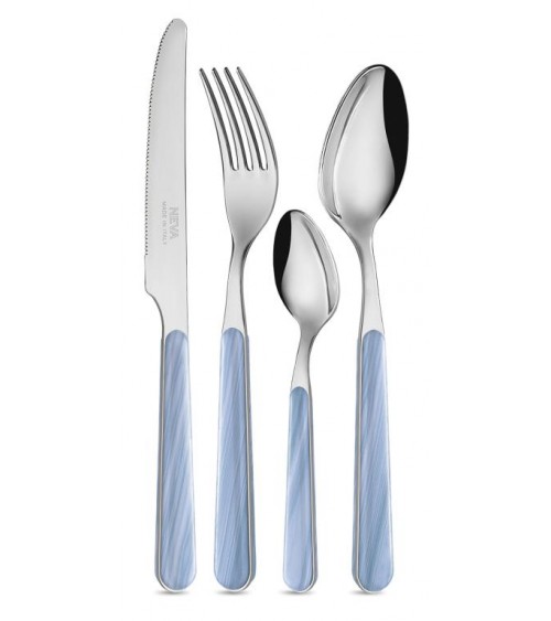 Set 24 Pieces Modern Cutlery - Blue Spruce Texture