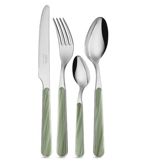 Set 24 Pieces Modern Cutlery - Sage Green Spruce Texture