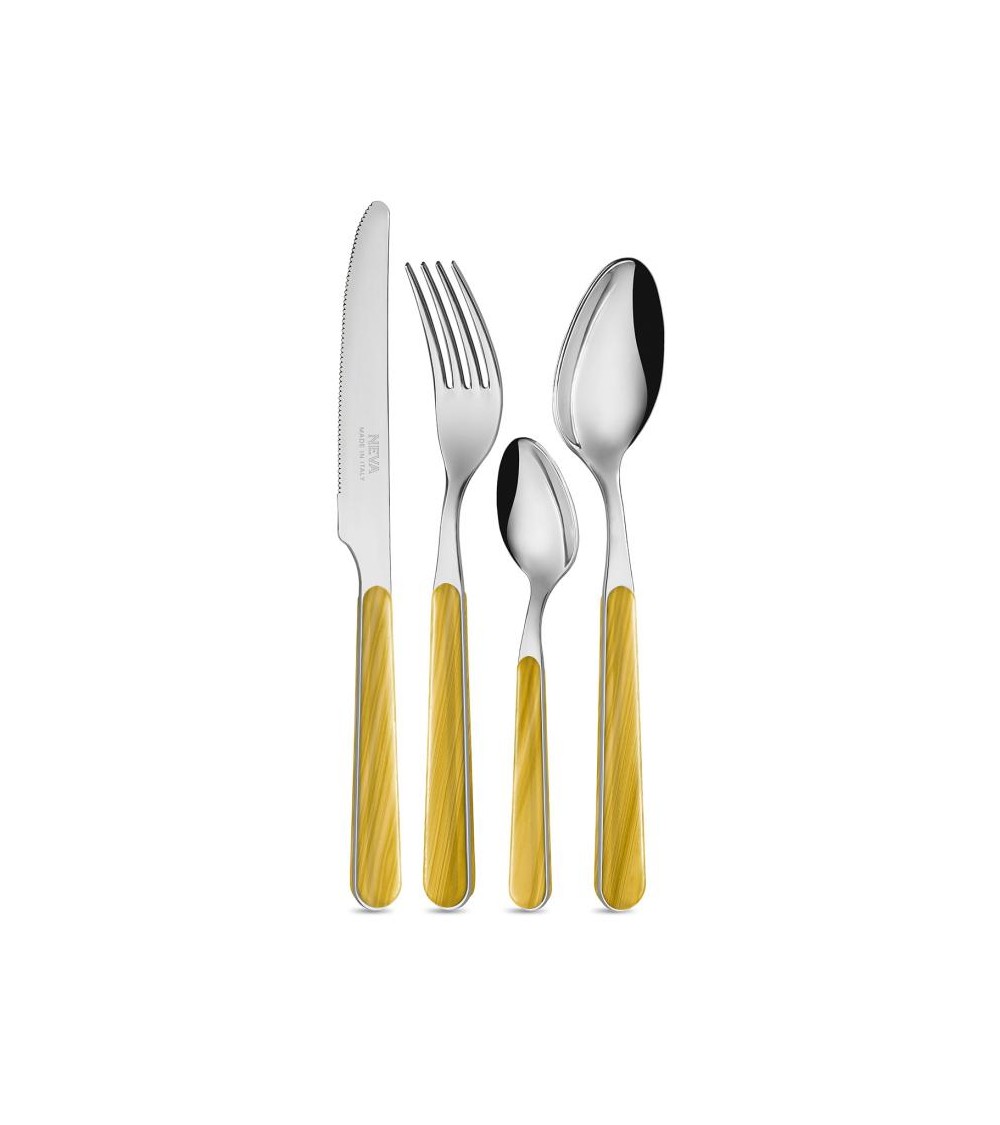 Set 24 Pieces Modern Cutlery - Yellow Spruce Texture -  - 8051938110653