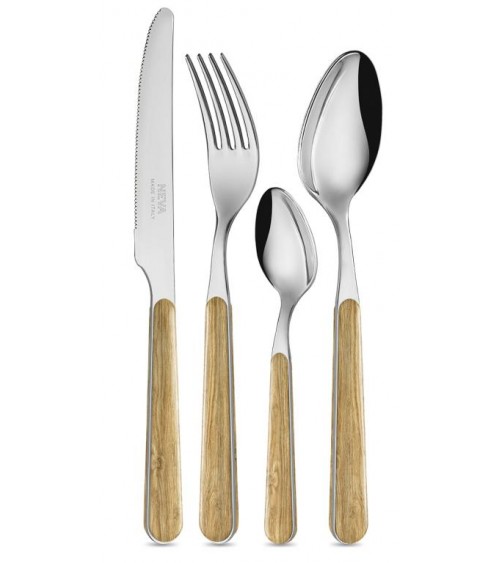 24-Piece Country Chic Cutlery Set - Light Pine Texture