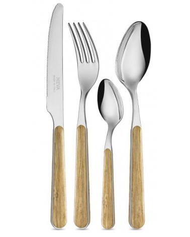 24-Piece Country Chic Cutlery Set - Light Pine Texture -  - 8054301504516
