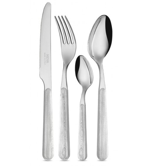 24-Piece Country Chic Cutlery Set - Bleached Pine Texture -  - 8054301504608