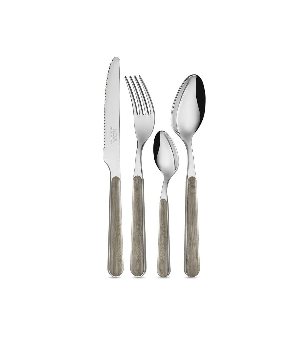 24-Piece Country Chic Cutlery Set - Dove Gray Pine Texture -  - 8054301504691