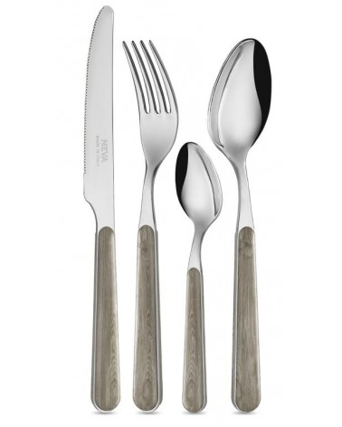 24-Piece Country Chic Cutlery Set - Dove Gray Pine Texture -  - 8054301504691