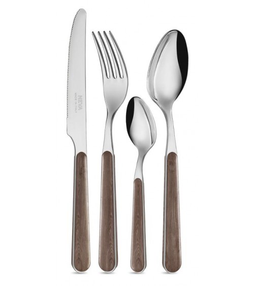 24-Piece Country Chic Cutlery Set - Acacia Texture - 