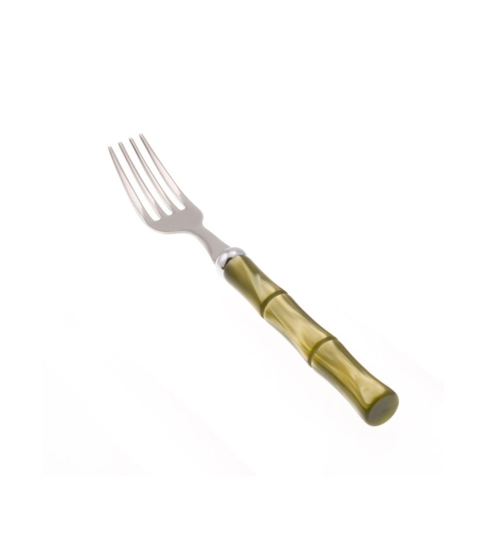 Bamboo Mother of Pearl Handle - Set of 6 Fruit Forks - Rivadossi Sandro - olive green