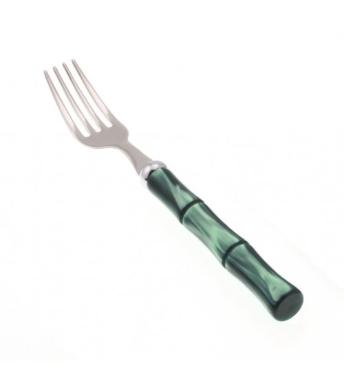 Bamboo Mother of Pearl Handle - Set of 6 Fruit Forks - Rivadossi Sandro - green