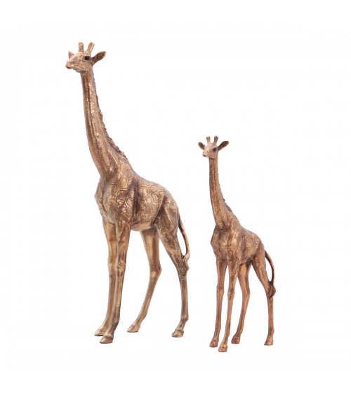 Sculpture girafe dorée - Ensemble de 2 pièces - 