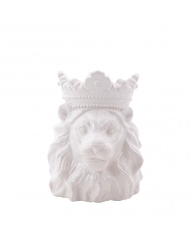 Lion Head Sculpture with White Ceramic Crown -  - 
