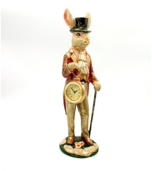 Dekoratives Oster Kaninchen mit Stick und Uhr -