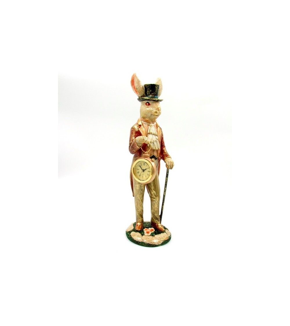 Dekoratives Oster Kaninchen mit Stick und Uhr -