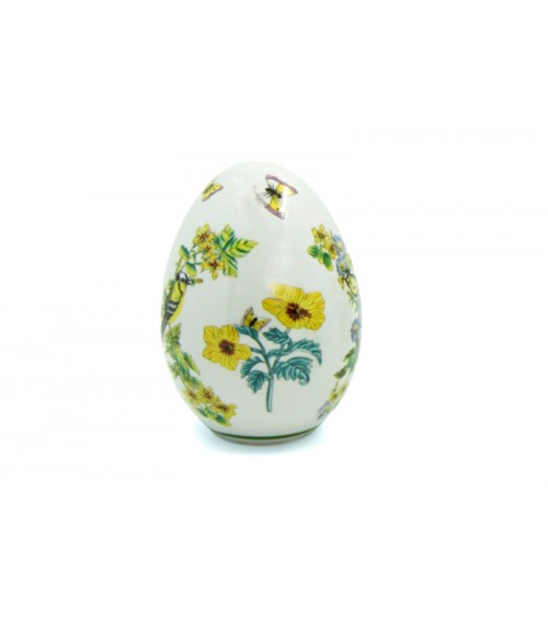 Vintage Ceramic Egg "gelbe Blumen mit Vogel" - königliche Familie -