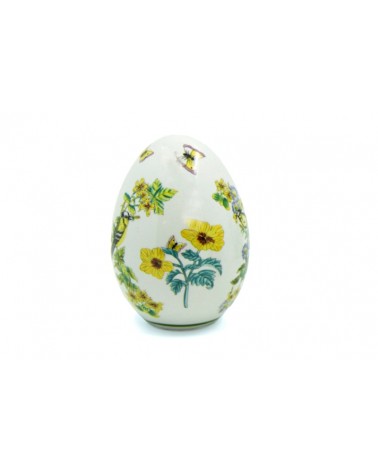 Vintage Ceramic Egg "gelbe Blumen mit Vogel" - königliche Familie -