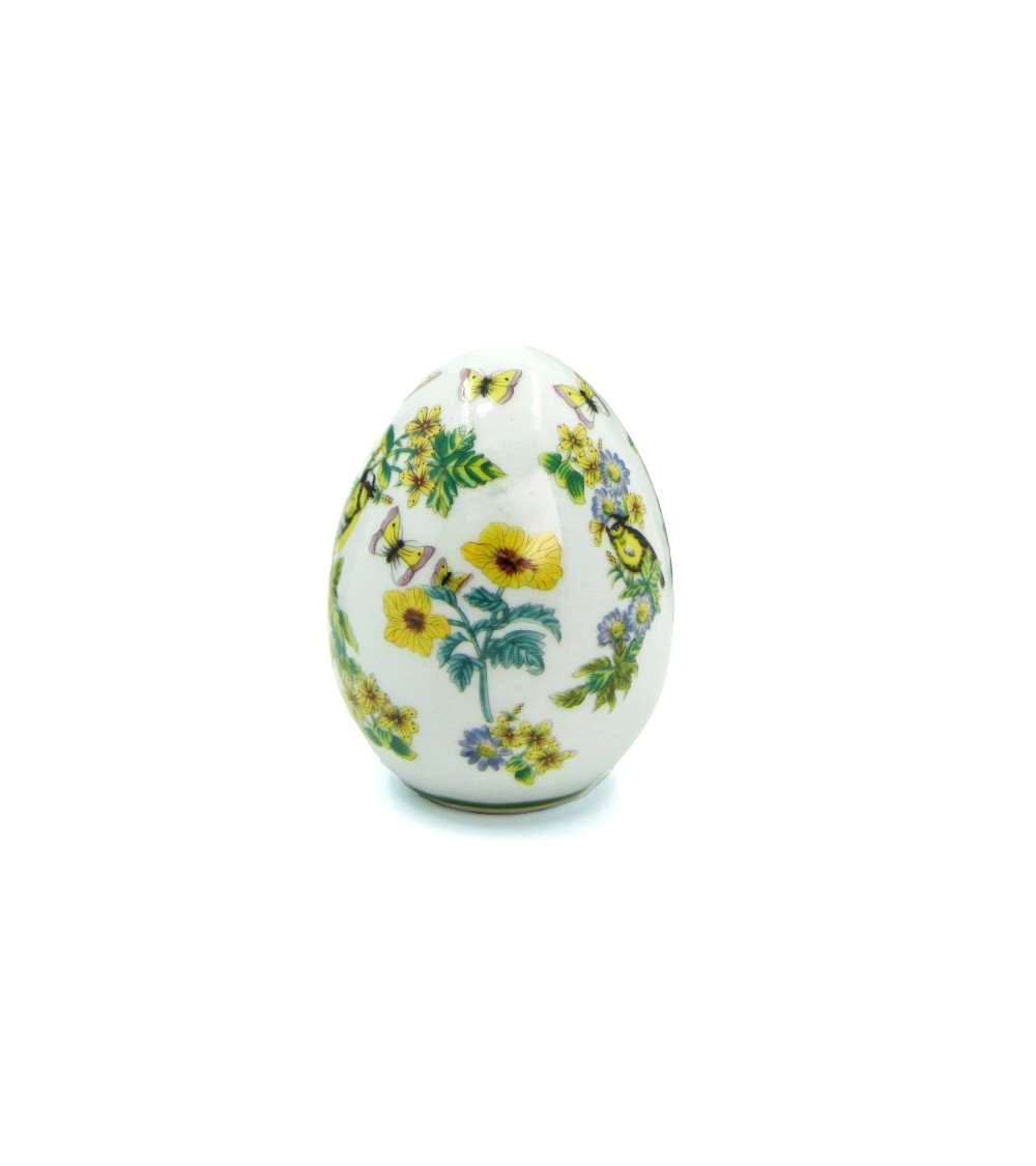 Vintage Ceramic Egg "gelbe Blumen mit Vogel" - königliche Familie -