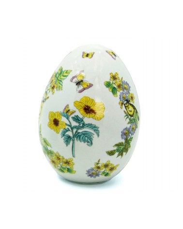 Vintage Ceramic Egg "gelbe Blumen mit Vogel" - königliche Familie -