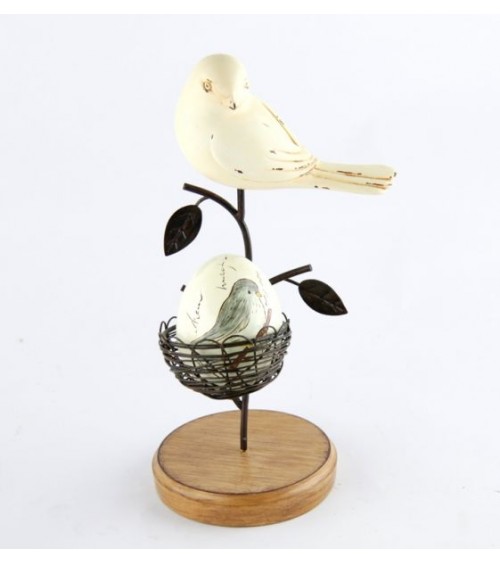 Elfenbein Vogel mit Vintage Metal Nest "Ostern Edition" - Royal Family -