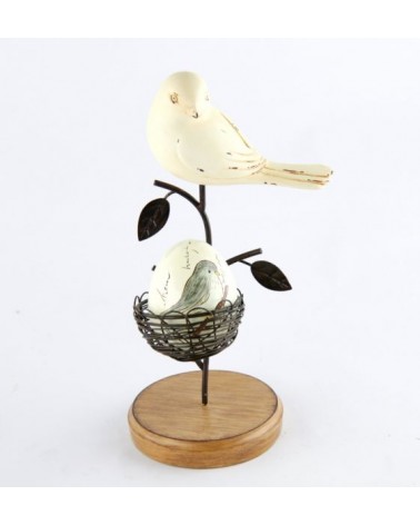 Ivory Bird with Vintage Metal Nest "Edition" - Famille royale -