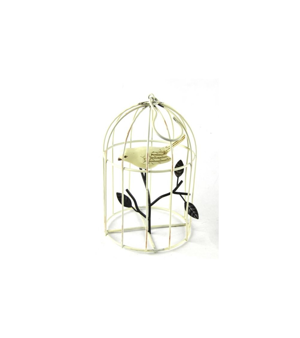Cage métallique ivoire avec oiseau sur une branche vintage "Edition de Pâques" - Famille royale -