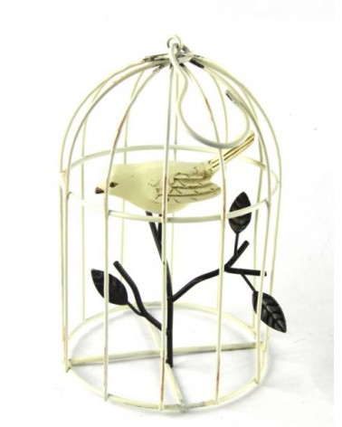 Cage métallique ivoire avec oiseau sur une branche vintage "Edition de Pâques" - Famille royale -