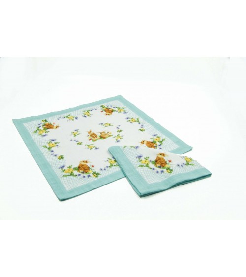Pack 6 Easter napkins in "Saster Easter" fabric - Royal Family -