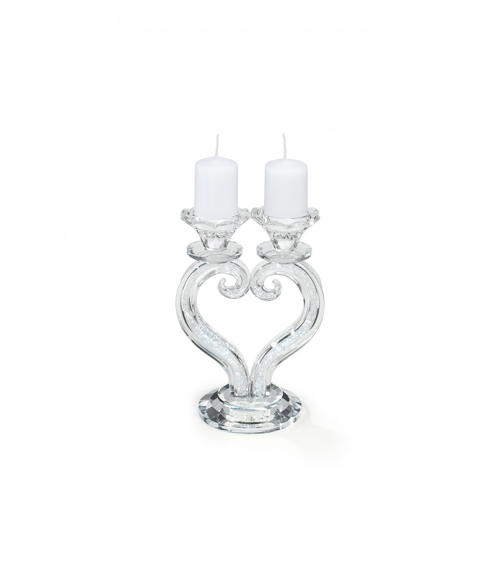 Heart-Shaped Crystal Candelabra with 2 Flames - Fantin Argenti -  - 