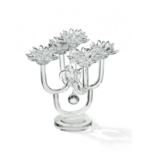 5-flammiger Kristallkandelaber mit Blumen – Fantin Argenti - 