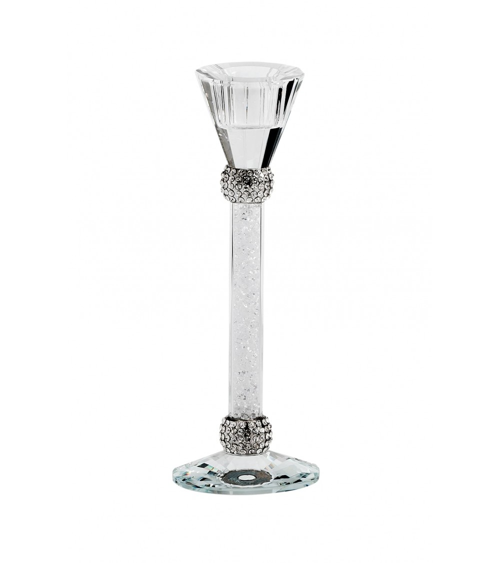 Elegantes Fantin Argenti Hochzeitsgeschenk – kleiner Kerzenhalter aus Kristall und Strasssteinen - 