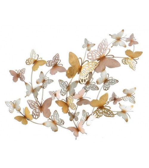 Dekorative 3D-Wandpaneele Schmetterlinge Gold / Rosa cm 132X3,5X95,5- Mauro Ferretti - 