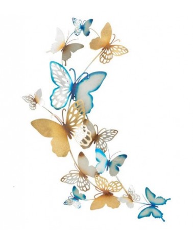 Panneau Mural Décoratif 3D Papillons Or / Bleu Clair Cm 59.5X4X111.5- Mauro Ferretti - 