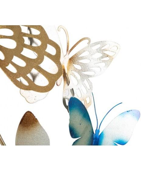Pannello Decorativo 3D Da Muro Butterflies Oro/Celeste C Cm 59,5X4X111,5- Mauro Ferretti - 