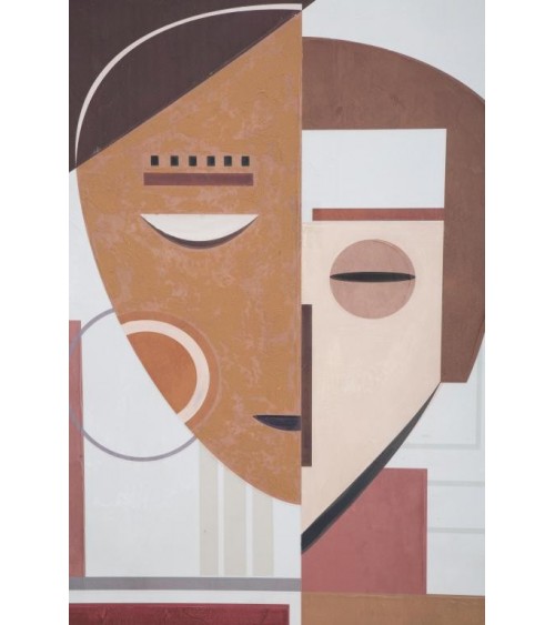 Gemalt auf Leinwand, ethnisches Gesicht, cm 80 x 3,7 x 100 – Mauro Ferretti - 