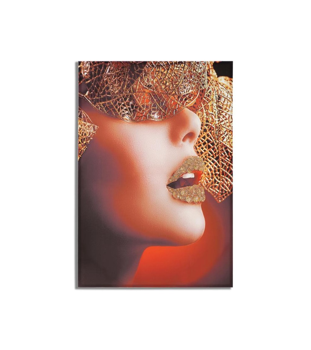 Druck auf Leinwand: Frauengesicht mit Blatt, 80 x 3,8 x 120 cm – Mauro Ferretti - 