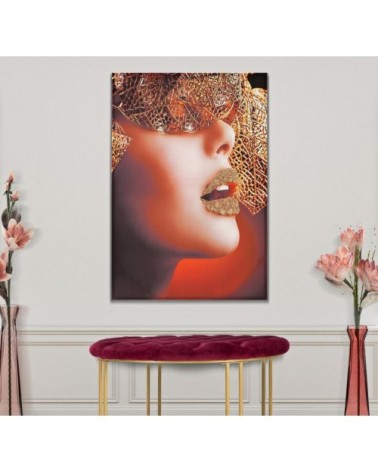 Print On Canvas Lady Face W/Leaf Cm 80X3,8X120 - Mauro Ferretti -  - 8024609357169