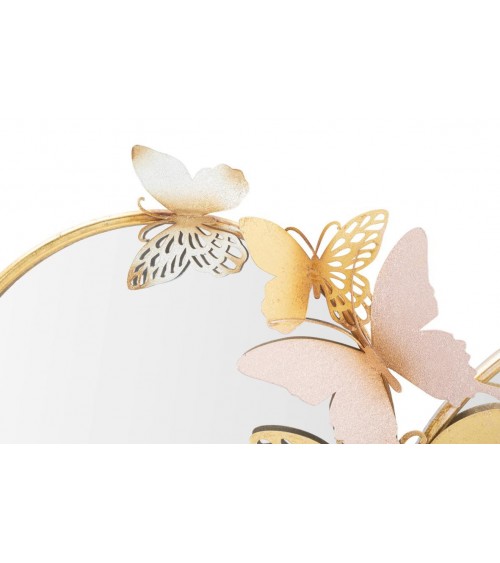 Doppelte Schmetterlinge Rosa Wandspiegel Cm 81X3X52,5- Mauro Ferretti - 