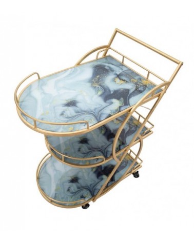Glam Marble Glass Mix Food Cart Cm71X45.5X84.5 - 